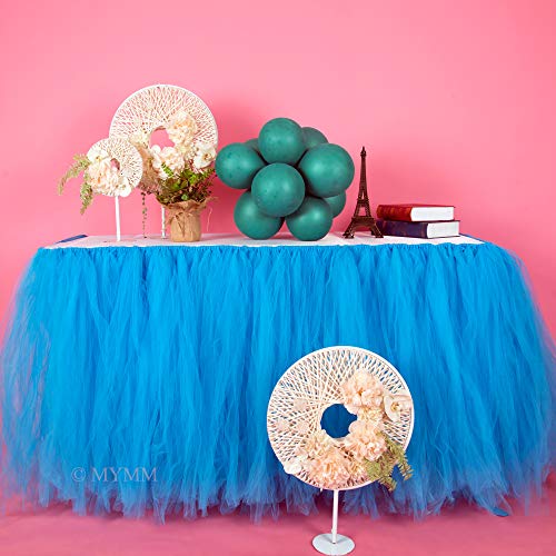 Falda de mesa, gasa de escritorio romántica de tul, decoración de mesa, mantel de copo de nieve del país de las maravillas, para Baby Shower, boda, cumpleaños, día de San Valentín Navidad (3FT)