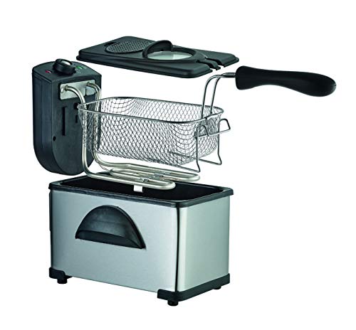 Family Care Freidora de 2 litros, desmontable, acero inoxidable, 2000 W, termostato ajustable hasta 190 ºC, piezas Fácil de Limpiar