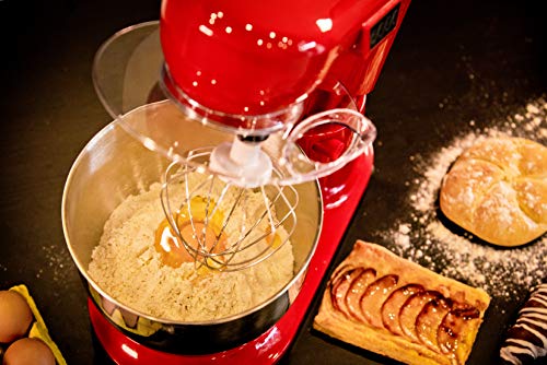 Family Care Robot de Cocina Batidora Amasadora Repostería de 1000 W Potencia. Bol 4.5L Acero Inoxidable. 3 Accesorios. Color Rojo