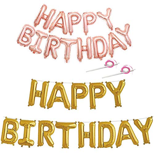 FANDE 2 piezas Happy Birthday Globo de fiesta,decoración de cumpleaños,Feliz cumpleaños bandera, letras del alfabeto Globos Happy Birthday Party Decoración Mylar Foil Carta Globos.