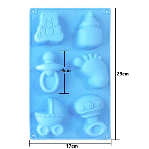 FANDE Molde de Silicona para Fondant, diseño de pies de bebé en 3D, Chocolate, Cubitos de Hielo, Galletas, Mantequilla, gelatinas, jabones artesanales, etc - Paquete con 3 moldes de 6 cavidades.