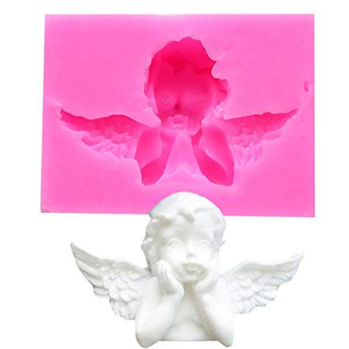Fangfeen 5.5 * 4.2 * 1.5 cm Mini Forma de Ángel Fondant Molde de Silicona para Hornear Pastel Decoración Molde Herramientas