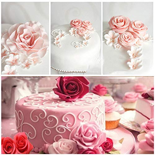 fanshiontide 3Pcs Cortador de pétalos de rosa Herramienta de decoración de pasteles Molde de fondant de flor de hielo Cortador de galletas DIY Accesorios para hornear