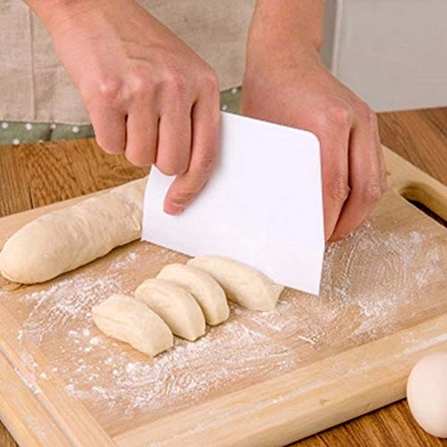 fanshiontide 4 Piezas Rasqueta de Masa de Plástico, Cortador Cuchillo Espátula Masa 13 x 9cm Rosa,blanco