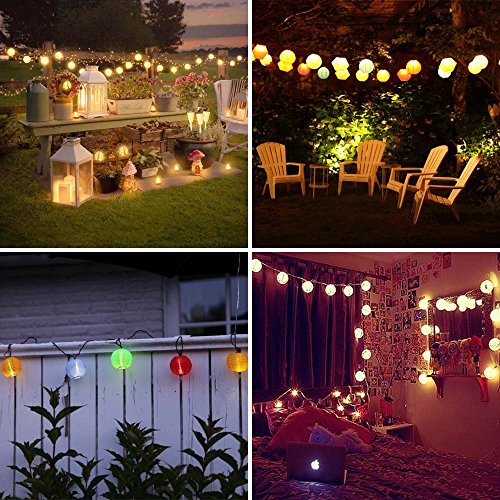 Farolillos Solares Exterior de Luces de Cuerda, ALED LIGHT 6m 30 LED Blanco Cálido Impermeable Guirnalda Luces Exterior LED Linternas Farolillos Decorativos Solares para Decoración Jardines