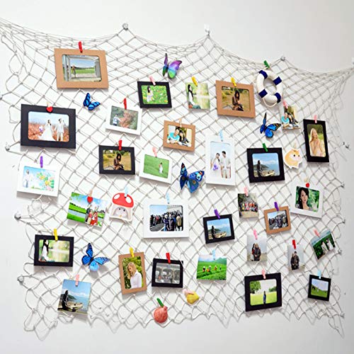 Fashion HW 30 marcos de fotos de papel DIY 4 x 6 marcos de fotos de papel con clips de madera y cuerda para colgar marcos de fotos para decoración de la pared del hogar Blanco 30 unidades.