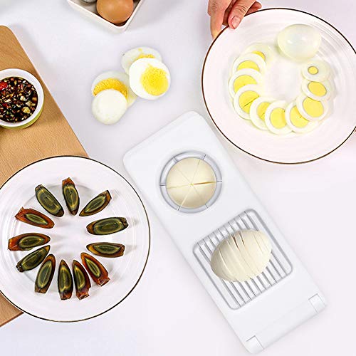 FASTER Cortador Universal de Huevos Duros, 2 en 1 Cortahuevos Rebanador Acero Inoxidable Cortadores Rebanador/Laminador de Huevos De Trituración Aparatos De Cocina Multifuncionales