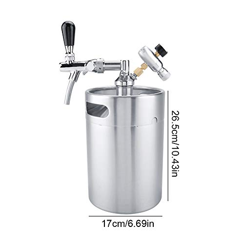 Fdit1 5L Mini Barril de Acero Inoxidable con Grifo presurizado Cerveza casera Craft Set dispensador de Cerveza Mini Barril Cerveza Cerveza casera Cerveza casera