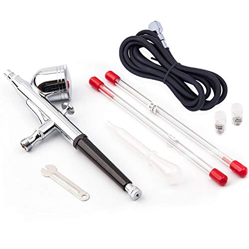 Fengda Pistóla de aerógrafo kit FE-130K con aguja/boquilla de 0,2/0,3/0,5 y tubo.