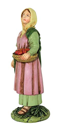Ferrari & Arrighetti Figuras Belén: Pastora con cesto de Fruta colección Martino Landi para Pesebre de 12 cm