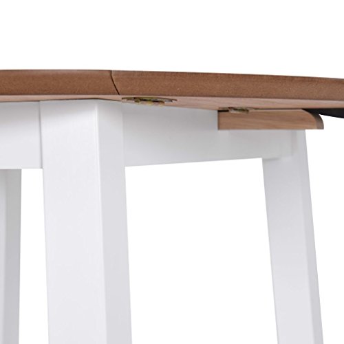 Festnight Mesa Plegable para Cocina de Redonda,Ambos Lados se Pueden Plegar,MDF,90x75cm,Blanca