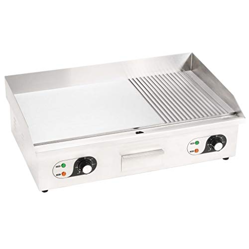 Festnight Plancha Eléctrica de Cocina Acero Inoxidable, con un Controlador de Temperatura 50-300 °C, 4400 W 73x51x23 cm