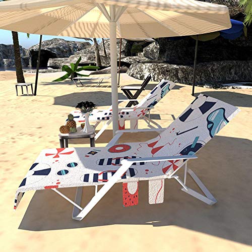Feunet Cubierta de la Silla de Playa, 75 215 cm / 29.53 84.64 Pulgadas Cubierta de la Tumbona de la Piscina, con Bolsillo, Utilizado para el hogar, el jardín, el Hotel Holiday Sunbathing Garden