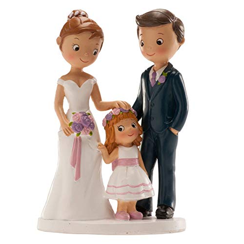 Figura boda PERSONALIZADA novios CON HIJA tarta figuras GRABADAS niña