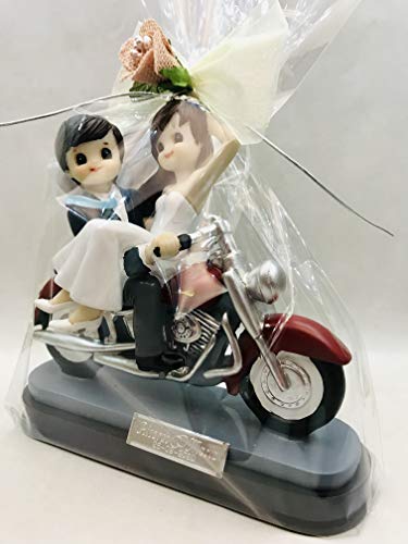 Figura GRABADA de boda novios en moto harley para tarta figuras PERSONALIZADAS