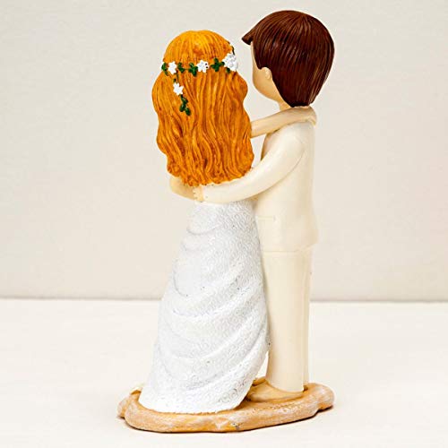 Figuras GRABADAS de boda novios descalzos tarta pastel PERSONALIZADA playa