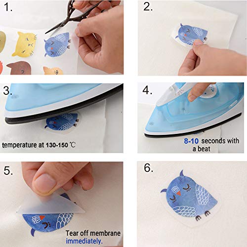 FineInno Papel Transfer DIY Iron-on Transfer Paper Vinilo Transferencia Calor Termica Hierro en Parches Ropa Decoración para Hacer Camisetas, Sombreros, Artes y Bolsas
