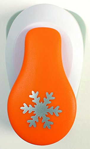 Fiskars Perforadora de figuras, Copo de nieve, Ø 1,9 cm, Para diestros y zurdos, Acero de calidad/Plástico, Blanco/Naranja, Lever Punch, S, 1004642