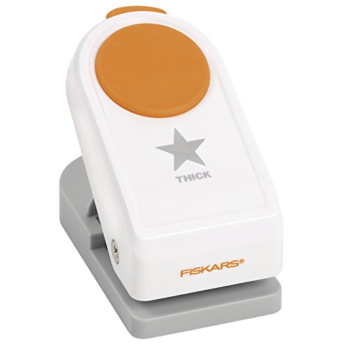 Fiskars Perforadora de Figuras, Estrella, Ø 2,5 cm, Para diestros y zurdos, Acero de calidad/Plástico, Blanco/Naranja, Power, M, 1020488
