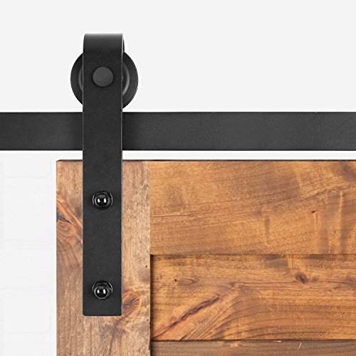 FIXKIT 6.6Ft 200cm Herraje Puerta Corredera, Kit Guia Puerta Corredera ,Rieles para Puertas Correderas, Juego de Piezas de Metal Carril para Puerta Deslizante 200 * 4 * 0.6cm