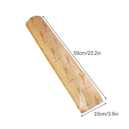 FJROnline - Bolsa de papel kraft para pan, 50 unidades, con ventana y diseño de trigo sano 10 * 59 * 4CM B