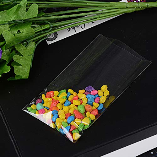 FLOFIA 200pcs Bolsa Celofán Transparentes - 7 x 12 cm Bolsas Plástico OPP de Regalo para Cumpleaños Fiesta Boda Baby Shower Navidad Alimentos Galletas Caramelos Dulces Chuches Bombones Piruleta