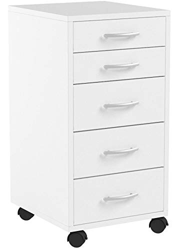 FMD Möbel Freddy Mueble Auxiliar, Cuero, Blanco, 33x38x63.5 cm