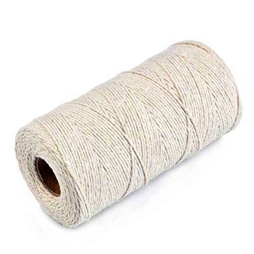 FOCCTS 200m 1mm Cuerda Cordel de 100% Algodón Hilo para Hecho a Mano,Envolver Regalo Navidad, Colgar Fotos, Manualidades, Costura, DIY Artesanía,etc