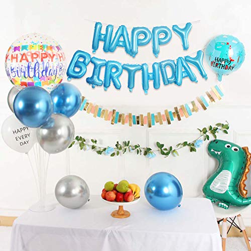 Foil Banderines de Globos Letras Tipo ''Happy Birthday'' Azul Globos de Cumpleaños 16 Pulgadas Globo Decoración de Feliz Cumpleaños Infantil Niño Mujer Hombre