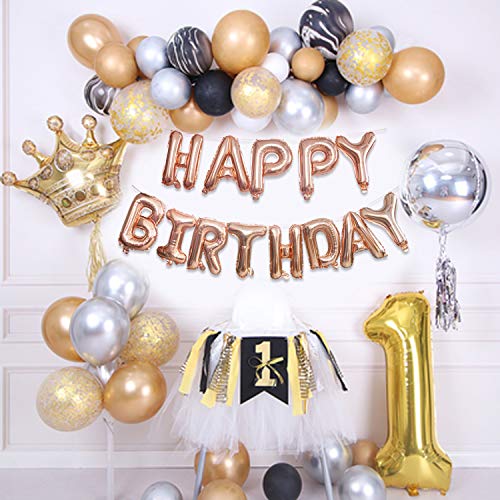 Foil Banderines de Globos Letras Tipo ''Happy Birthday'' Rosa Globos de Cumpleaños 16 Pulgadas Globo Decoración de Feliz Cumpleaños Infantil Niño Mujer Hombre