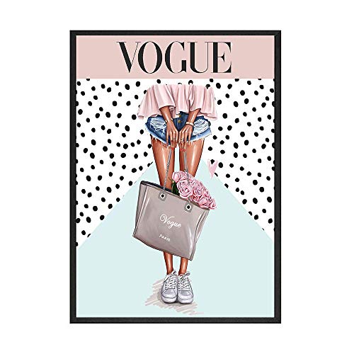 Fondo de manchas en blanco y negro Vogue Impresiones en la pared Ilustración Chica Decoración de arte de pared para el hogar (40x60cmx1 / sin marco)