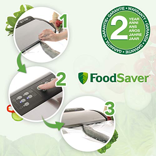 FoodSaver V2860 - Envasadora al vacío, 2 tipos de envasado, 3 velocidades, color negro y plata, 43 x 29 x 10.5 cm
