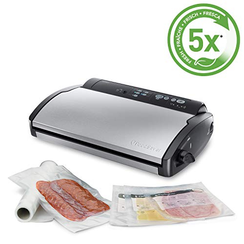 FoodSaver V2860 - Envasadora al vacío, 2 tipos de envasado, 3 velocidades, color negro y plata, 43 x 29 x 10.5 cm