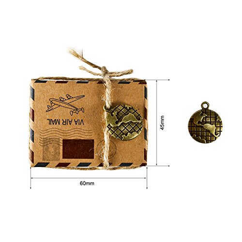 Foonii Set de 50 Cajas para dulces bombones Caja kraft de boda regalo Rústico,novio y de la novia Candy Caja Papel Boda Regalos Cajas de caramelo de Fiesta envoltorio