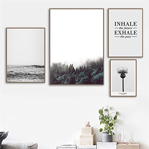 Forest Ocean Scenery Art Canvas Oil Painting Poster Printing Modern Living Room Decoración del hogar Pared 50x70cm