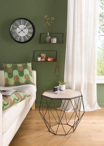 Frank Flechtwaren Serie de 2 estantes de pared, diseño simple y moderno, metal lacado negro mate, tabla de madera con grano natural