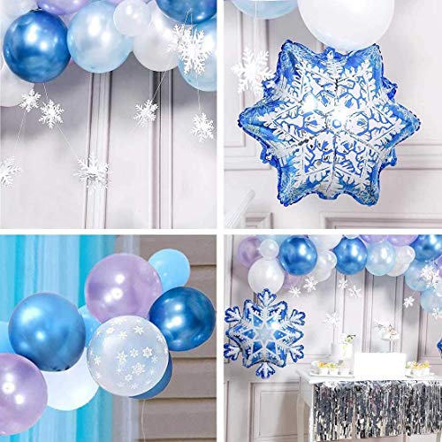 Frozen Fiesta Cumpleaños Decoración Azul Fiesta Guirnalda de Globos Nieve Banner para Niñas Cumpleaños Baby Shower Despedida de Soltera Decoraciones de Fondo