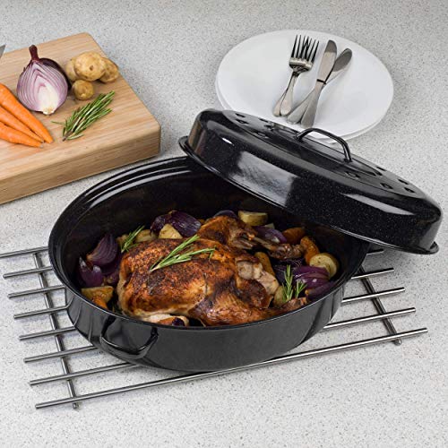Fuente de horno para asar alimentos en su jugo Russell Hobbs® BW07215 Romano de acero, 38 cm, negra