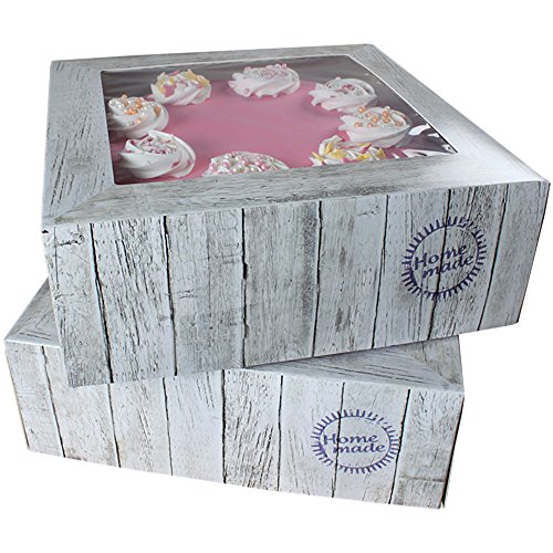 FunCakes - Caja para cupcake o pastel, cuadrada, transporte 26 x 26 x 12 cm Kuchenschachtel