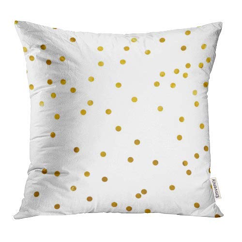 Fundas de cojín Fundas decorativas Brillo amarillo Oro brillo Lunares Confeti blanco Papel de fiesta Ronda Moderno Funda de 18 x 18 pulgadas Funda de almohada Funda de almohada Funda cuadrada Imprimir