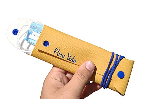 Fundas Pura Vida - Porta mascarillas, Funda para mascarillas. Color Mostaza y Salmón.