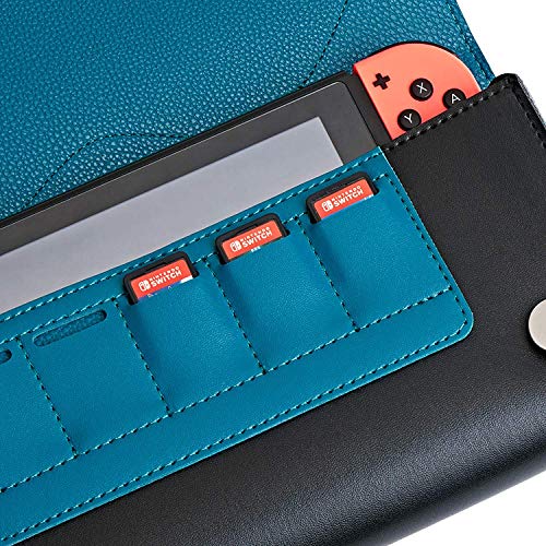 Funlab Ultra Delgado Funda de Transporte para Nintendo Switch, Bolsa de Cuero Portátil con 5 Cartuchos de Juego, Estuche de Viaje Compatible para Nintendo Switch Consola y Tarjetas de Juego