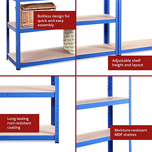 G-Rack 25 Estantería para Garaje – 180 x 120 x 45 cm Almacenamiento – 5 bahías – Azul – 5 Niveles – Capacidad de 875 kg (175 kg por Estante) – Taller, cobertizo, Oficina – 5 años de garantía, 1 Bay