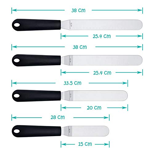 G.a HOMEFAVOR Pastel de Espátula de Repostería, Paleta de Glaseado de Acero Inoxidable en ángulo, Cuchillo de Paleta para Decoracion de Tartas, 4 Piezas