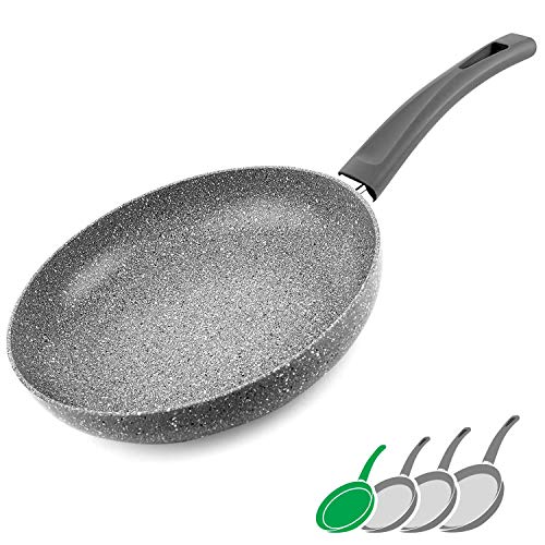 GadHome Premium 20cm Sartén Antiadherente | Bandeja de Inducción de Aluminio de Alta Calidad con Mango Ergonómico | Efecto de Granito de Piedra Gris