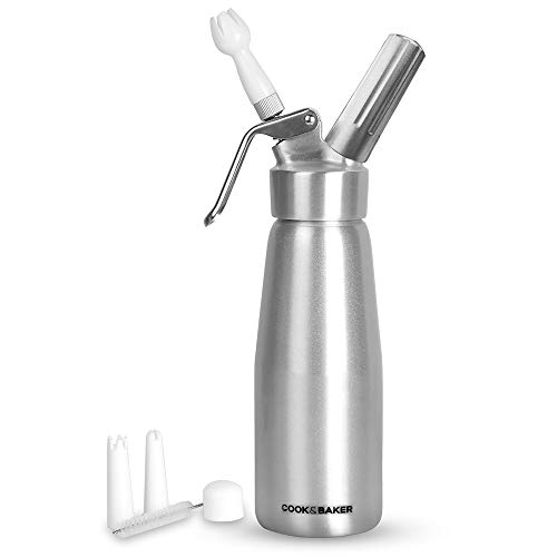 Galapar Sifón de Cocina Profesional, 500 ml Dispensador de Crema Batida de Acero Inoxidable para Crema montada Dispensador de espumas y cremas fría y Caliente