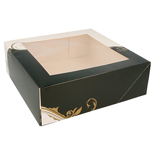 García de Pou 204.70 Cajas Pastelería con Ventana 275 G/M2, 23 x 23 x 7.5 cm, Set de 50, Blanco