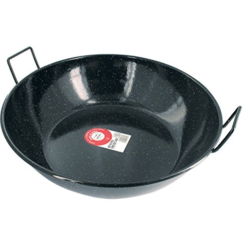 Garcima 5020016 Sartén Doble Honda con Asas Esmaltada 50 cm, Acero, Negro