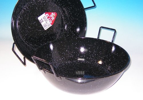 Garcima 5020016 Sartén Doble Honda con Asas Esmaltada 50 cm, Acero, Negro