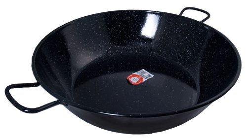 Garcima 5020016 Sartén Doble Honda con Asas Esmaltada 50 cm, Acero, Negro